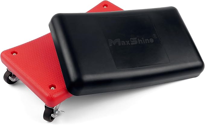 Maxshine Detailing Mini Creeper with Cushion - Mobile Rolling Utility Creeper Seat for Mechanics & Detailers - Perfect for Car Cleaning, Buffering, Polishing, Ceramic Coating, and Car Waxing