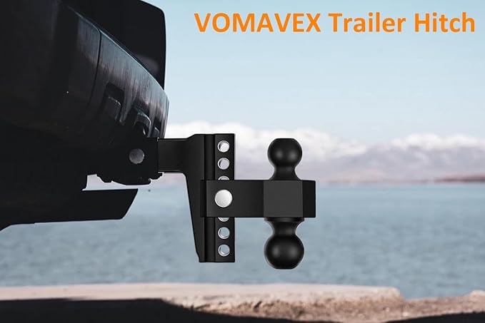 Adjustable Trailer Hitch-Drop Hitch Fits 2.5-Inch Receiver -6" Drop/Rise Tow Hitch with 2" and 2-5/16" Tow Balls-18,500GTW with Double Anti-Theft Pins Locks (Black+Black)