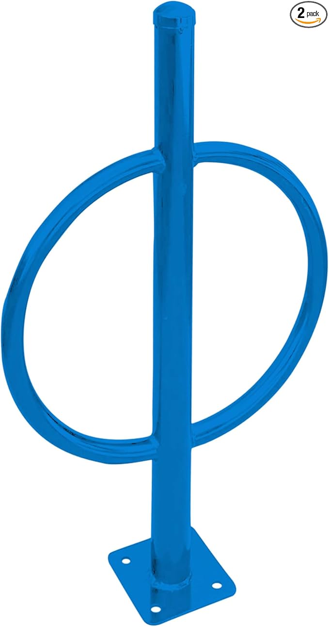 Sandbaggy Post and Ring Bike Rack - Commercial Bike Racks - Galvanized Steel - Anti-Theft Design - In Ground, Apartments, Sidewalks, Industrial (Blue, 2)