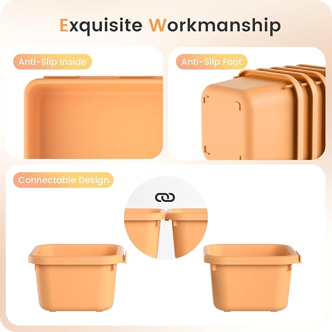 A-LUGEI【𝟰𝟲𝗣𝗖𝗦 & 5 Size】Tool Box Organizer Tray Divider Set,【Orange】Desk Drawer Organizer, Garage Organization and Storage Toolbox Accessories Rolling Tool Chest Cart Cabinet WorkBench Small Part