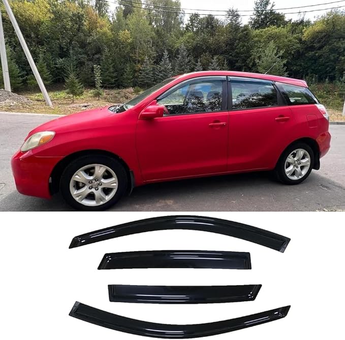 Side Window Wind Deflector,4pcs Outside Mount Style Sun Rain Guards Set,Dark Smoke Nice Window Visor fit for 2003-2008 Toyota Matrix E130 / Pontiac Vibe 94455