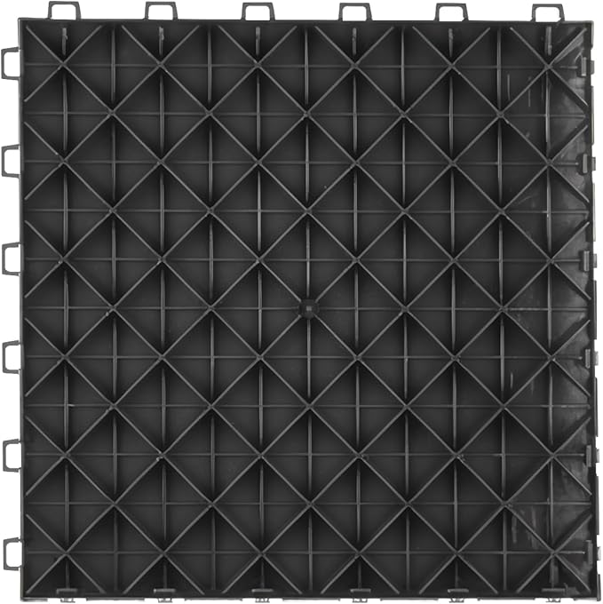 VEVOR Garage Tiles Interlocking, 12 x 12 x 0.53 inch 50 Pack Garage Floor Covering Tiles, Non-Slip Double-Sided Texture Garage Flooring Tiles, for Garages, Basements, Repair Shops, Black