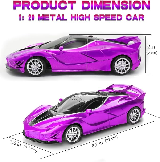 Remote Control Car for Girl, 2.4GHz 4WD Electric RC Cars Toy Racing with Led Lights Rechargeable High-Speed Hobby Toy Vehicle, RC Car Gifts for Age 3 4 5 6 7 8 9 Year Old Kids (Purple)