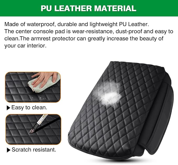 Shademax Custom for Center Console Cover Jeep Grand Cherokee WL 2022-2024 2025 2026 Accessories Armrest Cover Center Console Pad PU Leather Armrest Seat Box Cover Protector with Pockets Storage Bag