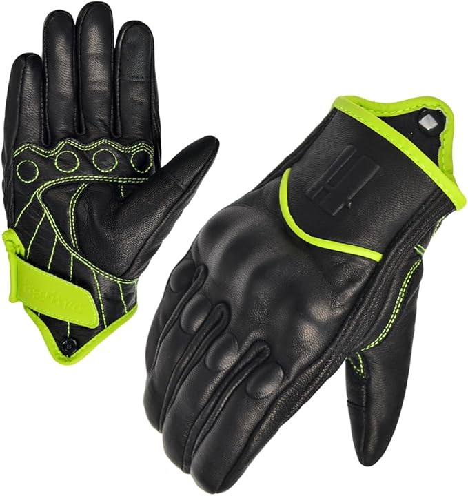 Harssidanzar Women's Motorcycle Gloves,Leather Motorcycle Gloves, Motorbike Gloves, Road Racing, Cycling, Climbing, Powersports Gloves Touchscreen GL016