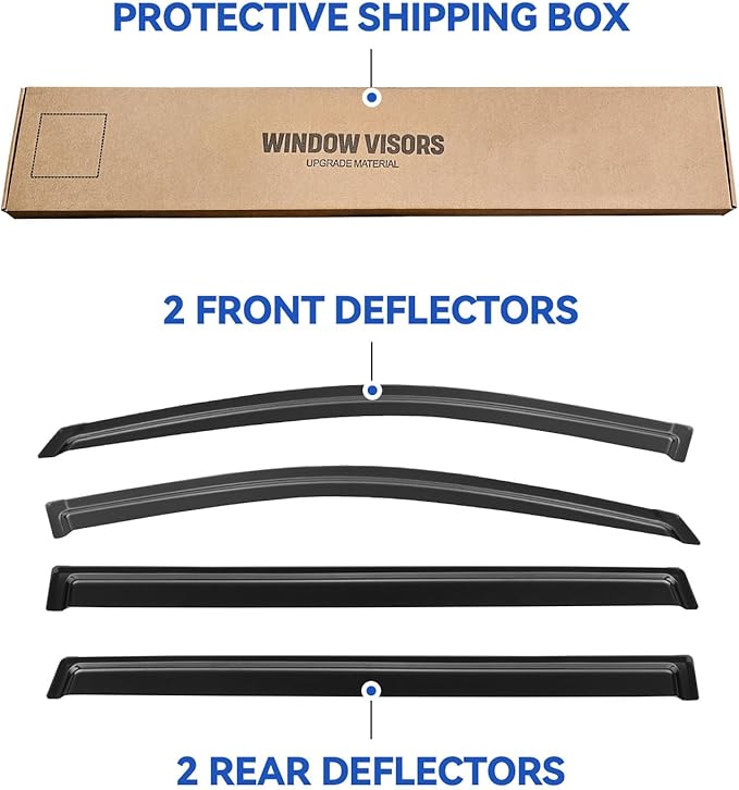 Window Visors Rain Guards Shield for 2004-2009 Toyota Sienna, Out-Channel Window Vent Wind Deflectors Visors Shades for 04 05 06 07 08 09 Sienna