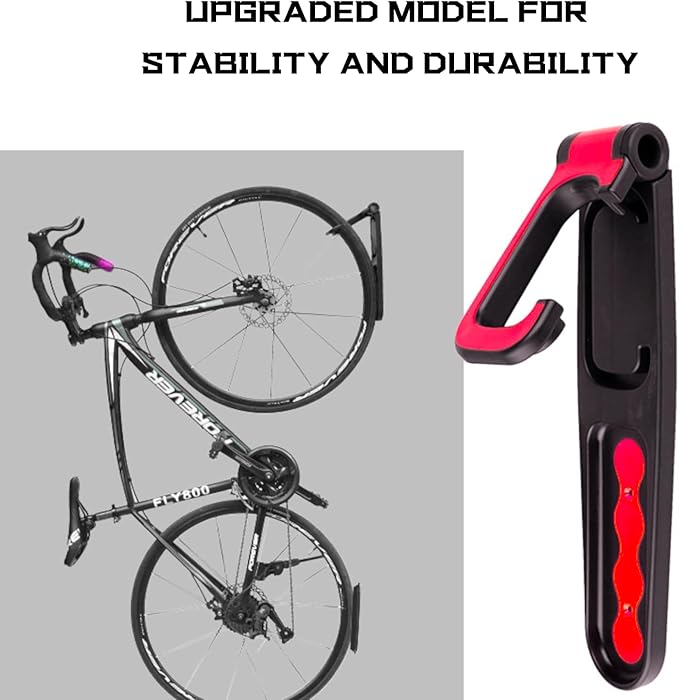 Bike Rack Garage Bicycle Wall Mount Holder Garage Hooks for Hanging Bike Bicycle Vertical Bike Hooks Easily Hang/Detach in Indoor Bike Storage or Garage Organizers and Storage Red