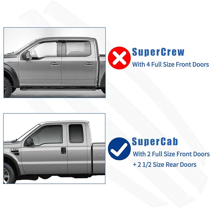 4PCS in Channel Rain Guards for 2004-2014 Ford F150 Extended Super Cab, Durable Side Window Deflectors,Vent Window Visors Shade Shield, 2005 2006 2007 2008 2009 2010 2011 2012 2013