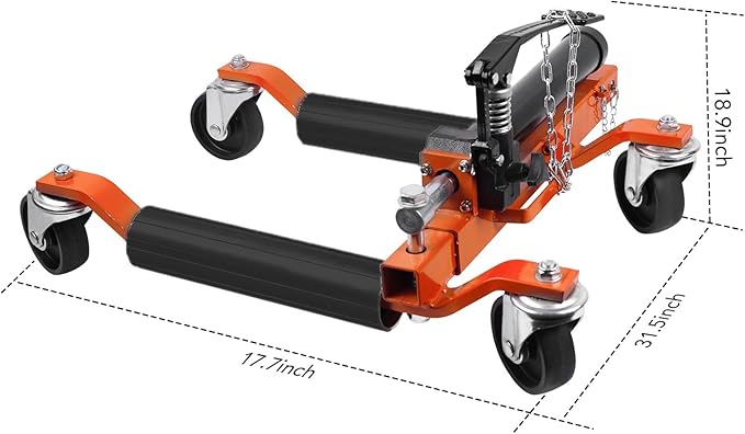 4 Pcs Car Wheel Dolly with Hydraulic Tire Jack, 1500LBS Capacity Trailer Dolly for Vehicle Positioning for Truck RV Trailer, Orange