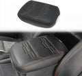 Muslogy for Frontier Center Console Pad Armrest Box Cover Vegan Leather Soft Accessories Armrest Lid Protector Compatible with Nissan Frontier 2022-2024 2025 (Regular Thick, V2 Orange Stitching)