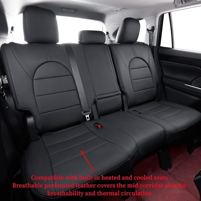coverdream Custom Fit Camry Car Seat Covers for 2025 Toyota Camry XLE,XSE,Full Coverage Waterproof Leather Seat Protector(Full Set,Black)