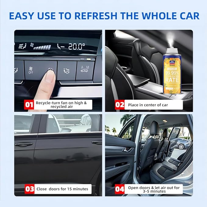 Glodway Whole Car Air Refresher Spray,Odor Eliminator Eliminates Strong Vehicle Odors,Lemon Scent-6 Ounce Spray Bottle (Plack of 3)