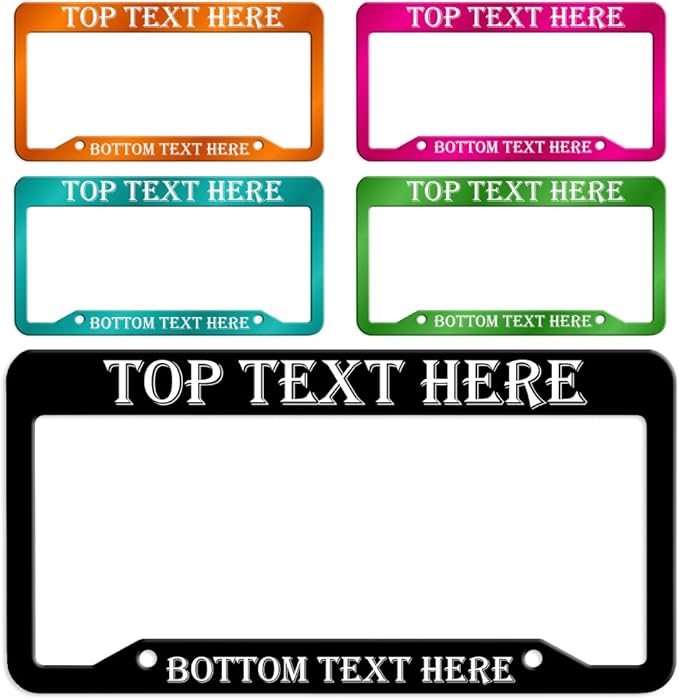 Custom License Plate Frame, Personalized License Plate Frames, License Plate Holder, Car Tag License Plate Frame for 6x12 inches Plate Stickers at Bottom