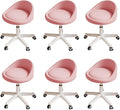 Rolling Stool Set of 6 Rolling Hydraulic Salon Stool with Low Backrest - Adjustable Swivel Chair for SPA, Shop, Salon, Massage, or Medical Office Pink