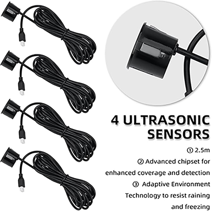 Parking Sensor Kit Backup Sensor Kit Reverse Sensor for Car 16 Color Options for Probes Adjustable Alarm Volume Professional Sensore de Reversa para Carro Safe Driving Assistant（Black）