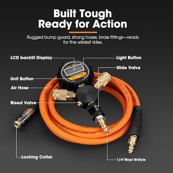 SanHima 2 Tire Inflation Deflation System - Fits up to 200" Wheelbase, Fast High Flow 2-Way Air Down Tire Inflator Deflator for Truck Car Trailer Motocycle
