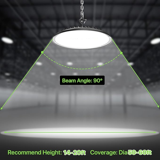 LED High Bay Light 200W, 28000LM 5000K UFO High Bay LED Light with US Plug, Hanging Hook, IP65 Waterproof Commercial Bay Lighting for Barn, Warehouse, Factory ETL Listed