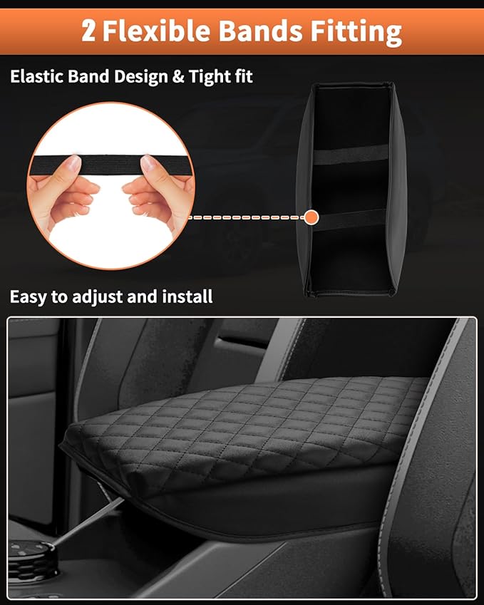 Shademax Center Console Cover for Ford Ranger 2024 2025 2026 Accessories, Ranger Armrest Cover Cushion Pad Middle Console Cover Armrest Seat Box Protector PU Leather Anti-Scratch Black