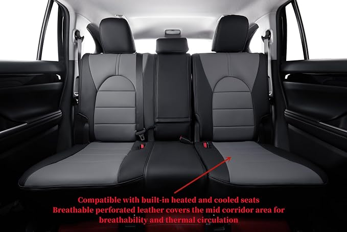 coverdream Camry Seat Covers Custom Fit for 2018-2024 Toyota Camry L LE SE SE Nightshade,Full Coverage Waterproof Leatherette Car Seat Protector (Full Set,Black/Gray)