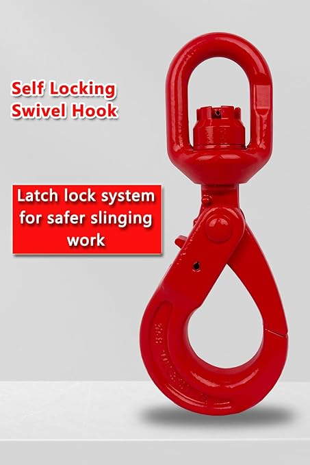 Swivel Self-Locking Hook 11684 lbs Heavy Duty Swivel Lifting Hook Swivel Lifting Hook Hoist Hook Sling Heavy Cargo 【5.3ton】