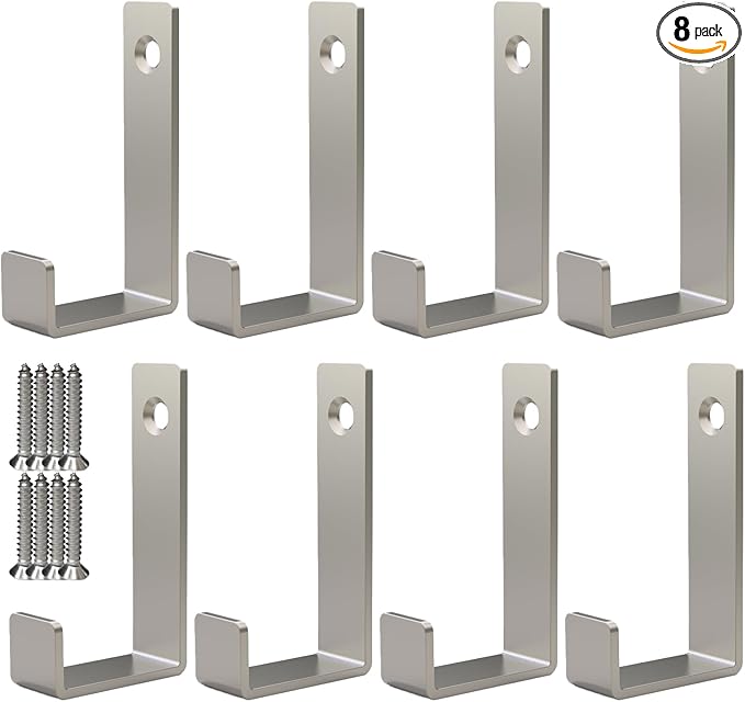 Hooks for Hanging Stainless Steel Heavy Duty Coat Hook Wall Hooks Robe Hanger Hooks Hanging Hat Key Holder for Towel, Bag Indoor Outdoor (Silver-Square, 2.5x1.3inch,8pcs) (-Square, 2.5x1.3)