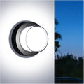 Outdoor LED Flood Lights, Waterproof Modern Exterior Wall Light, 12W Anti Rust Outside Porch Lighting with 6000K Daylight Small Circle Wall Mount Fixtures for House Backdoor Yard Entryway