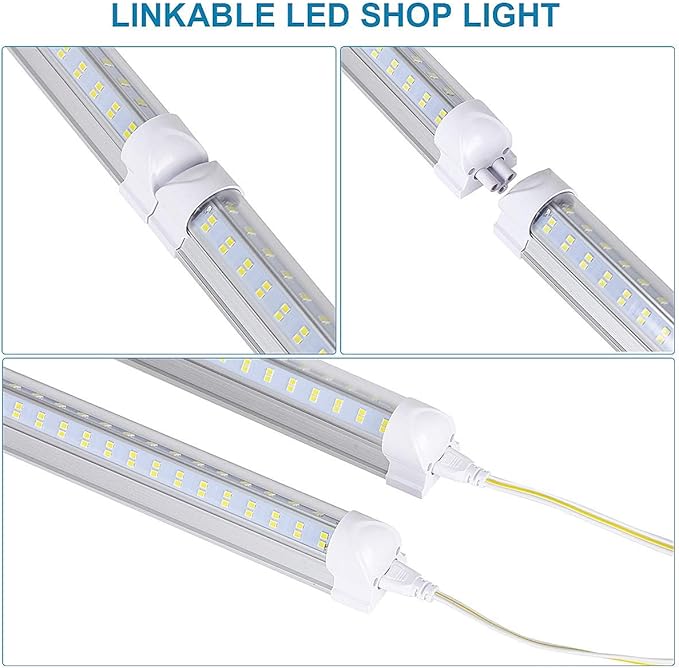 4FT LED Shop Light, 25 Pack, 60W 6000K 9500LM Clear White, Linkable Integrated V-Shape for Shop Garage, Warehouse