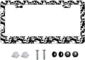 Skull License Plate Frame Black and White Skull License Plate Holder Cool Auto Accessory Car Decor Bracket Aluminum License Tag Plate with Anti-Theft Screw Caps-1Pcs