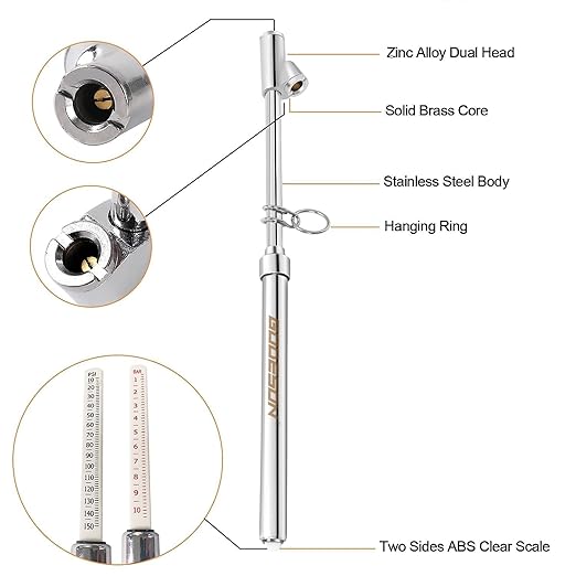 GODESON Dual Head Tire Pressure Gauge,Heavy Duty Pen Tire Gauge Range 10-150PSI; 1-10Bar. Dual Head Truck Air Pressure Gauge…