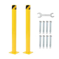 Safety Bollard 2 Packs, 42 Inch Height Steel Post, 4.5 Inch Diameter Parking Bollard, Yellow Safety Bollard Post with 8 Anchor Bolts, Ideal for Ideal for Parking Warehouse Park Traffic Area