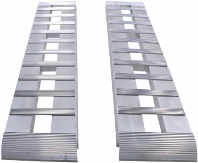 Gen-Y Heavy Duty Aluminum Loading Ramps - Set of 2-10 Foot Trailer Ramps, 10000 lbs Capacity, 15 Inch Wide, Hybrid Hook and Plate Ends, Serrated Cross Rungs for Maximum Traction