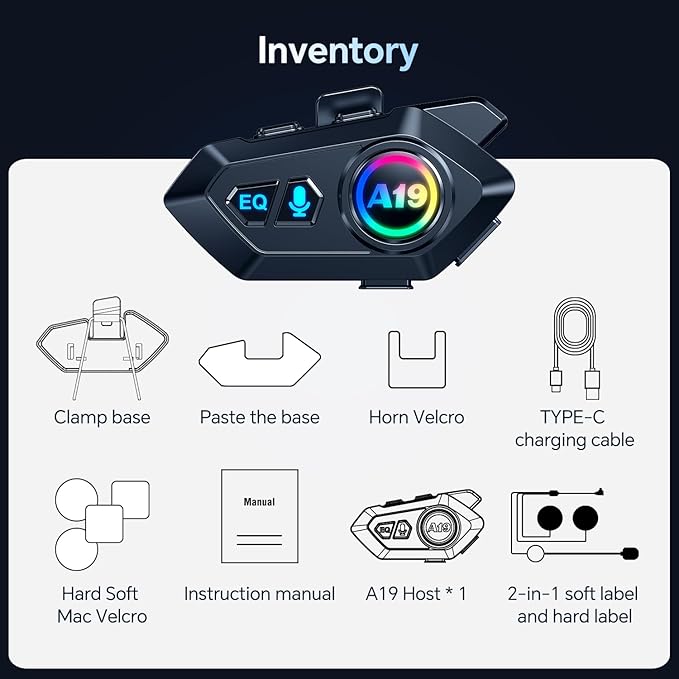 Motorcycle Helmet Bluetooth Headset, Outdoor Wireless Bluetooth 5.4 Headphone Speakers Noise Cancellation Intercom Communication Systems with IPX6 Waterproof/Strong Bass