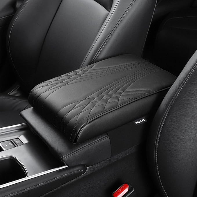 Car Center Console Cover, Memory Foam Car Armrest Cover, Black Arm Rest Covering Car, Middle Organizer Elbow Pillow, Leather armrest Cover for Car/SUV/Truck/Auto (No.2 Black)