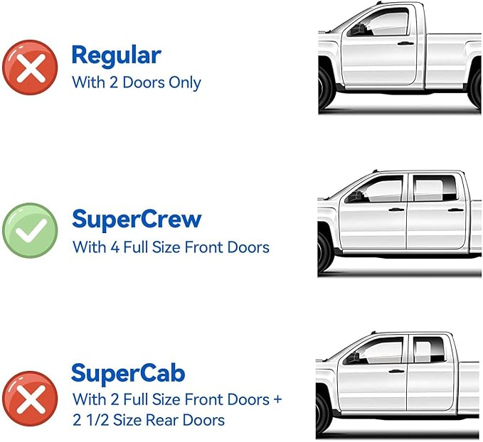 Window Visors Rain Guards for 1999-2016 Ford F250 F350 F450 F550 Super Duty, Out-Channel Window Vent Wind Deflectors Visors Shades for 99-16 F-250 F-350 F-450 F-550 SuperCrew Cab