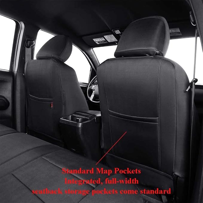 EKR Custom Fit Tacoma Neoprene Car Seat Covers for Select Toyota Tacoma 2012 2013 2014 2015 (Regular Seats)- Full Set,Neoprene (Black)