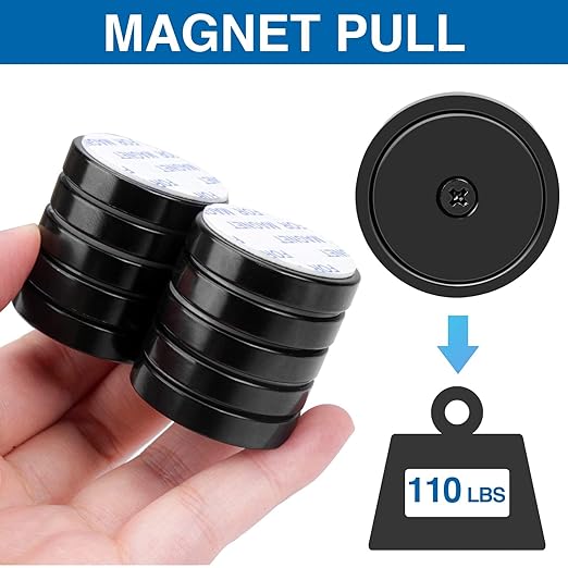 LOVIMAG 100 Pack Strong Neodymium Magnets, 110 LBS Black, with Screws for Wall Mounting, Holding Tools, Lifting