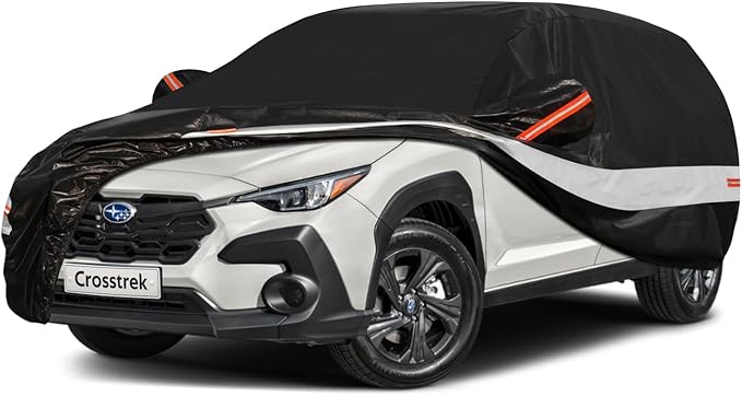 10 Layers SUV Car Cover Custom Fit for Subaru Crosstrek (2017-2025) Waterproof All Weather for Automobiles, Outdoor Full Cover Sun UV Rain Protection with Cotton.Black
