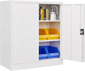 Metal Storage Cabinet, Lockable Storage Cabinet with 2 Doors and Shelves, Metal Cabinet with Lock, Small Lockable Metal Cabinet for Home Office(White)