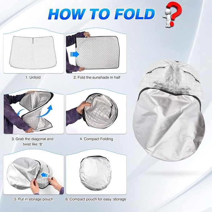 Windshield Sun Shade for 2022-2025 2026 GMC Hummer EV Accessories Thicken 6-Layer Front Window Sunshade Cover Sun Visor Protector Foldable Block UV Rays Keep Vehicle Cool