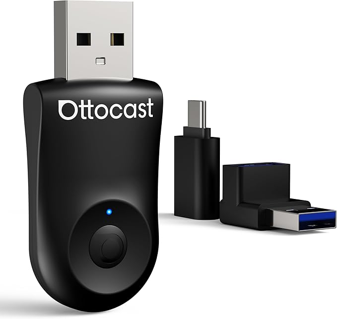 OTTOCAST Mini Wireless Carplay Adapter 2025 for Apple iPhone/Android Auto, Convert Wired to Wireless Car Play for Older Cars USB Design Plug & Play, Multi-User Seamless Connection for iOS 10+ (Black)