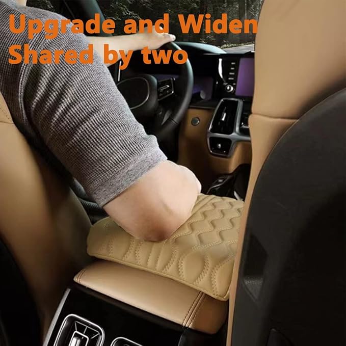 Car Center Console Cover, Memory Foam Car Armrest Cushion, Beige Auto Arm Rest Pad, Leather Arm Rest Covering Car, Hand Rest Pillow for SUV/Truck/Vehicle (Beige)