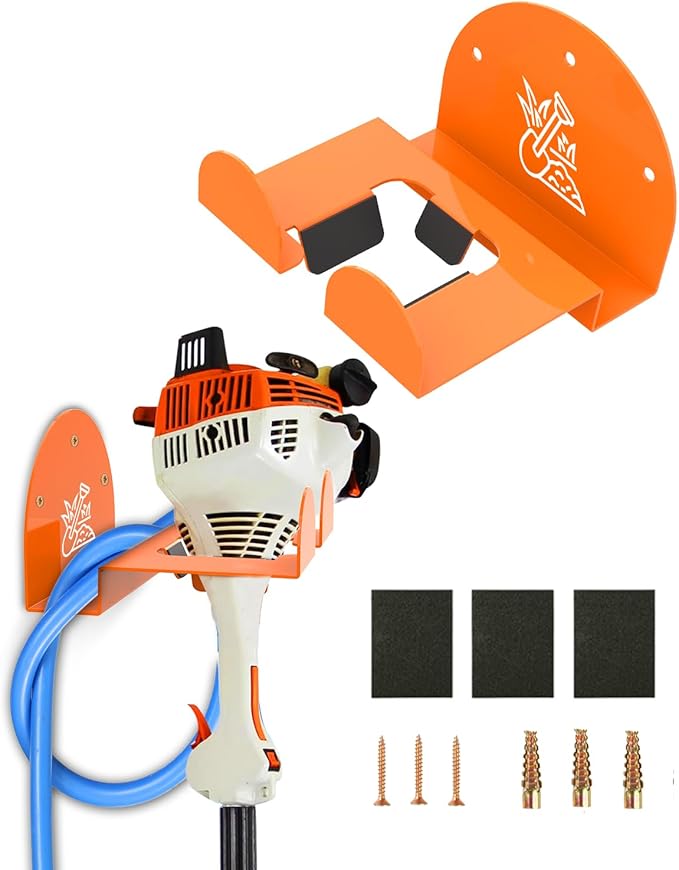 Weedeater Rack & Garden Tool Hanger - 180LB Heavy-Duty Alloy Steel Wall Mount Set, for Stihl Power Tools, Grass Trimmer, Garden Tools, Space-Saving Storage for Garage, Shed, Workshop