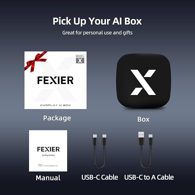 Wireless CarPlay & Android Auto Adapter with Play Store/YouTube/Netflix/Disney+[32GB] Support Screen Mirroring/TF Card/USB Drive,Fit for Built-in Wired CarPlay Car,FEXIER X Car Play Video Magic AI Box