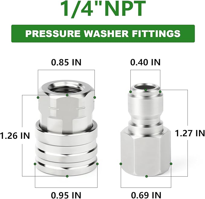 TAISHER 12PCS 304 Stainless Steel Pressure Washer Adapter Kit, Quick Connect Fittings，1/4" Female