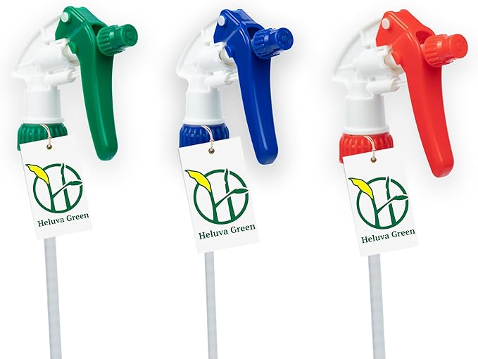 Spray Bottle Nozzle Replacement, Bottle Tops Only - Sprayer Nozzle Triggers for Heavy Duty, Commercial, Home Cleaning Solutions - Fits 8,16,24,32 oz Plastic & Glass Bottles, Mixed 3 pack