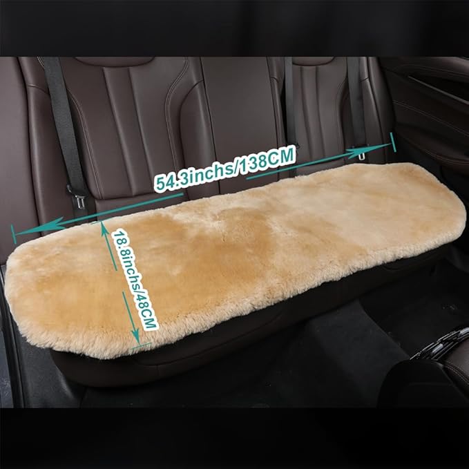 Fluffy Genuine Australia Sheepskin Car Seat Cover for Auto Interior Accessories with Soft Fuzzy Wool Eco-Friendly Natural Fur Non-Slip (Honey Beige, Back)