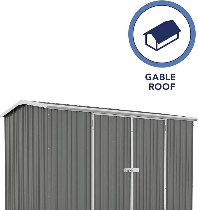 Absco Premier Storage Sheds, 10'x10' Metal Garage, DIY Backyard Shed, Utility Tool Storage, Weather & Wind Resistant Aluminum Panels & Steel Frame, Maintenance-Free, 12 Year Warranty, Woodland Gray