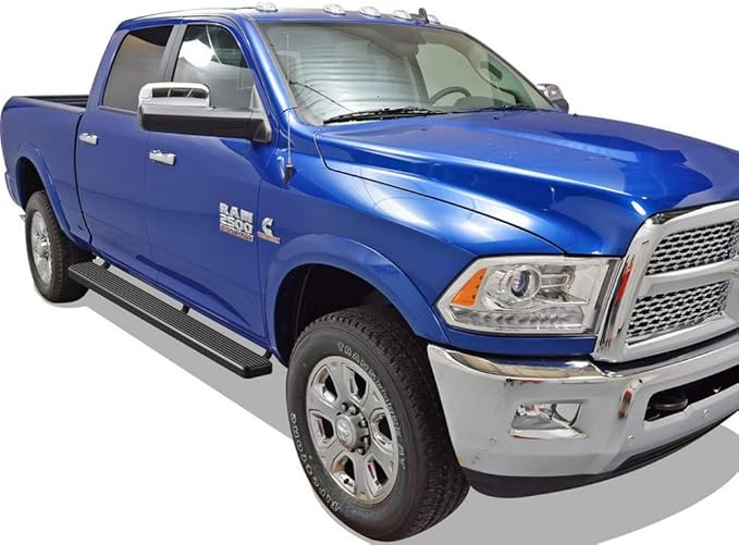 APS Running Boards 6in Black Compatible with Ram 1500 2009-2018 Crew Cab & Ram 2500 3500 2010-2024 Stainless Steel (Nerf Bars Side Steps Side Bars)