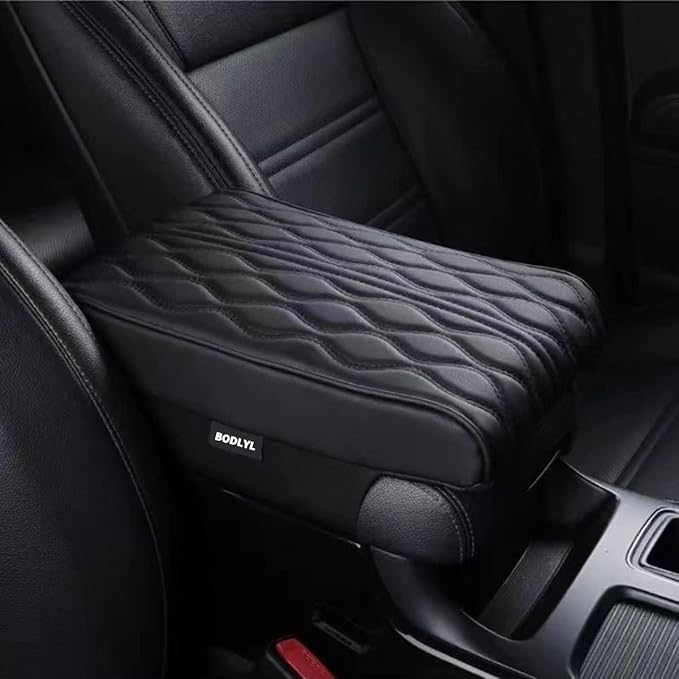 Car Center Console Cover, Memory Foam Car Armrest Cushion, Black Auto Arm Rest Pad, Leather Arm Rest Covering Car, Hand Rest Pillow for SUV/Truck/Vehicle (Black)
