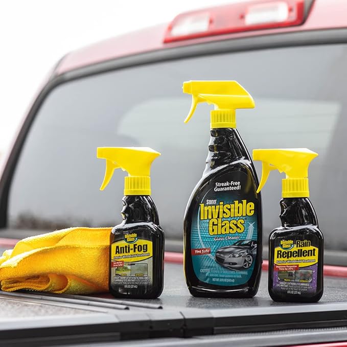 Invisible Glass 99016 5-Piece Windshield Glass Treatment Kit Includes Anti-Fog for Interior, Rain Repellent for Exterior, Premium Spray Glass Cleaner, and (2) Microfiber Cleaning Cloths